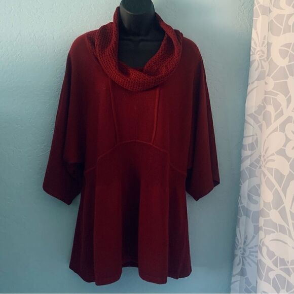 Christopher & Banks Burgundy Red Cowl Neck Tunic Sweater Size Large - Picture 1 of 9